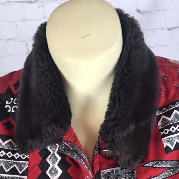 British Khaki Quilted Winter Jacket faux Fur EUC 6 - Picture 5 of 6